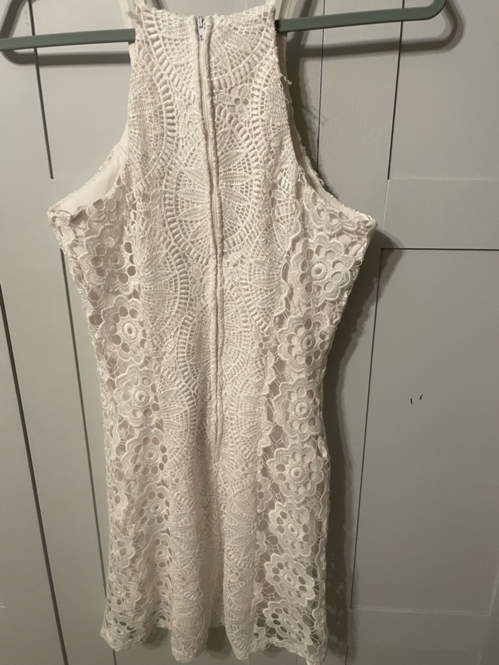 Francesca's Collections White Crochet Halter Mini Dress - Picture 4 of 10